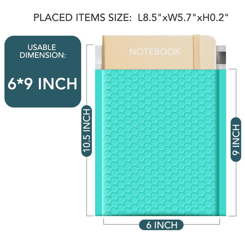 Metronic Bubble Mailers 6x10 Inch 50 Pack Usable Size 6x9" Teal Padded Envelopes Waterproof Bubble Envelopes Self Seal Adhesive for Jewelry, Makeup, Shirts, Small Item - Image 2